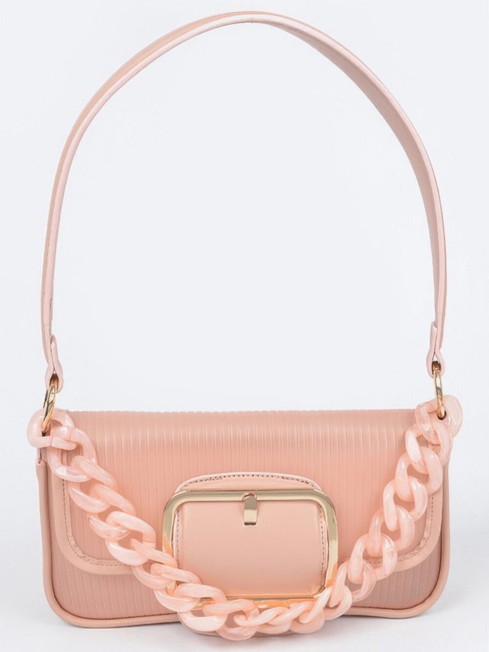 Translucent Metal Buckle Crossbody Bag W/chain